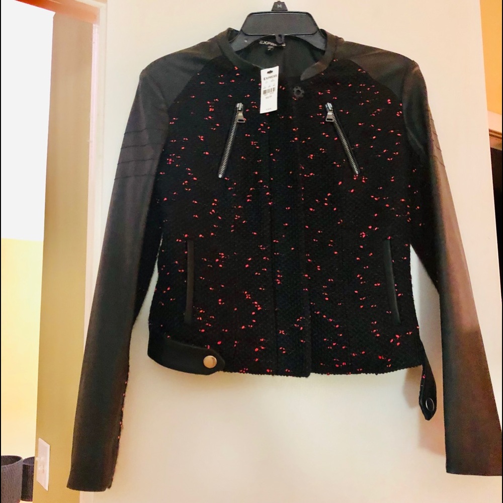 Brand New Black Moto Jacket w/pink specks